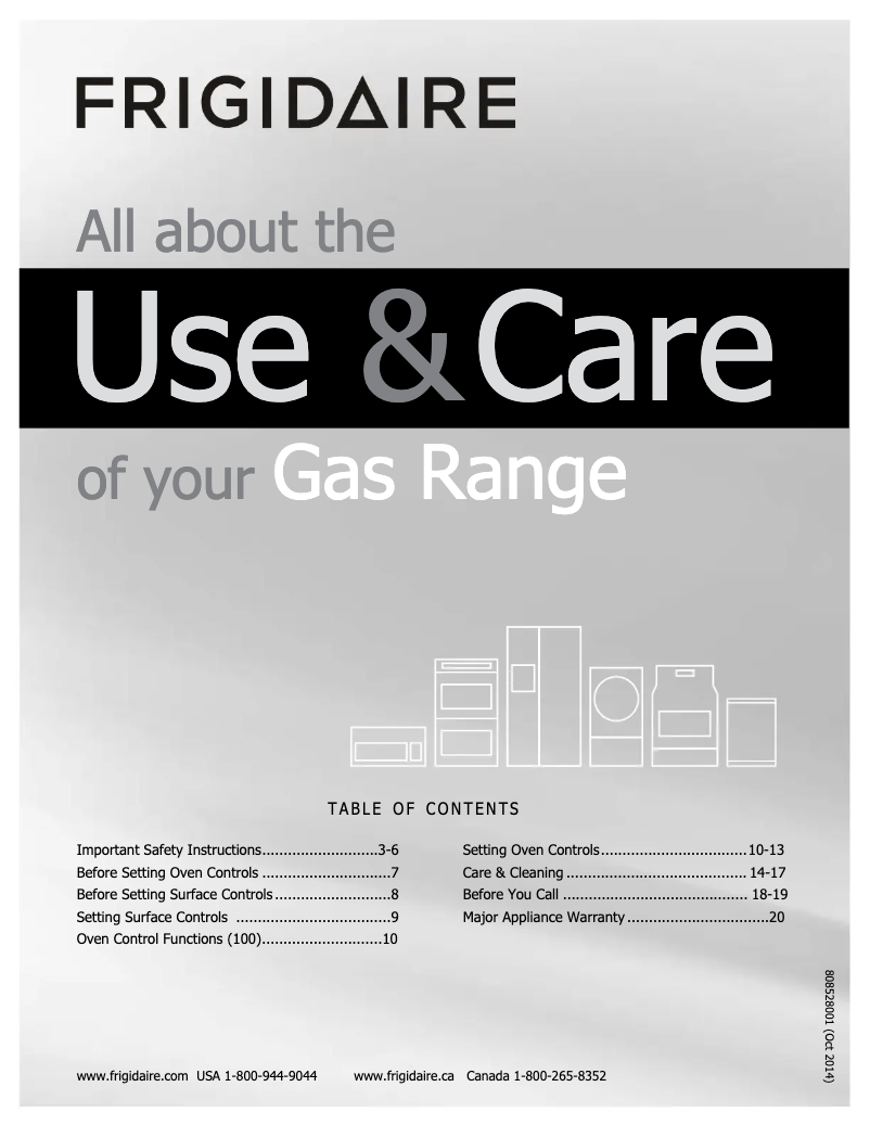 Page 1 de la notice Manuel utilisateur Frigidaire FFGF3011LW