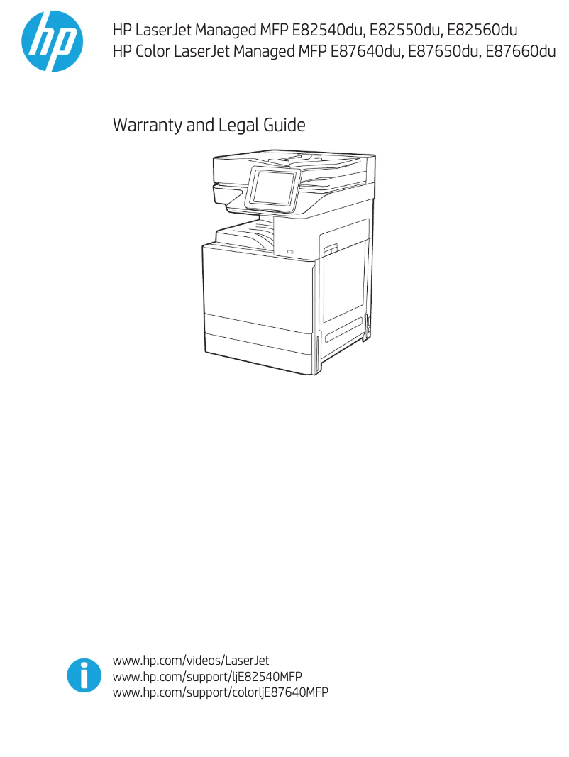 Página 1 del manual Información de garantía HP LaserJet Managed E87640du