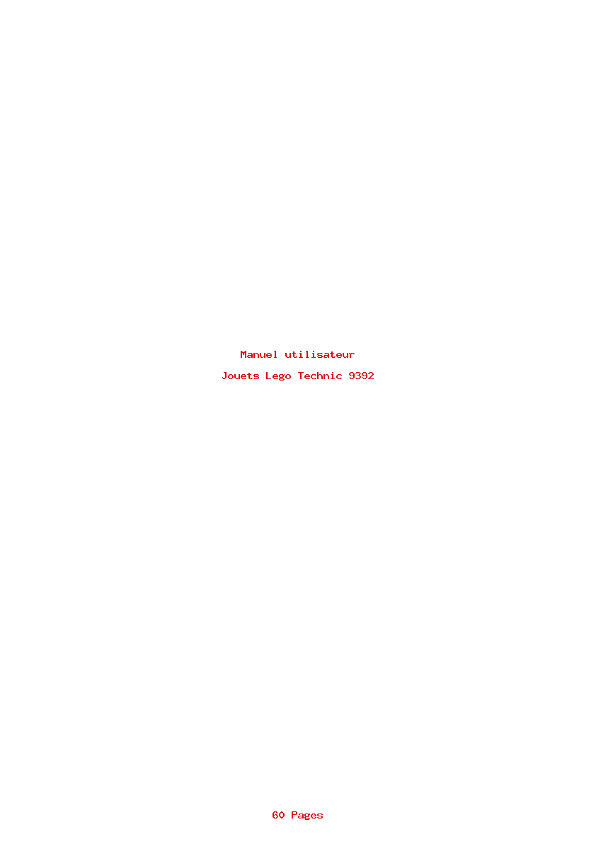 Page 1 de la notice Manuel utilisateur Lego Technic 9392