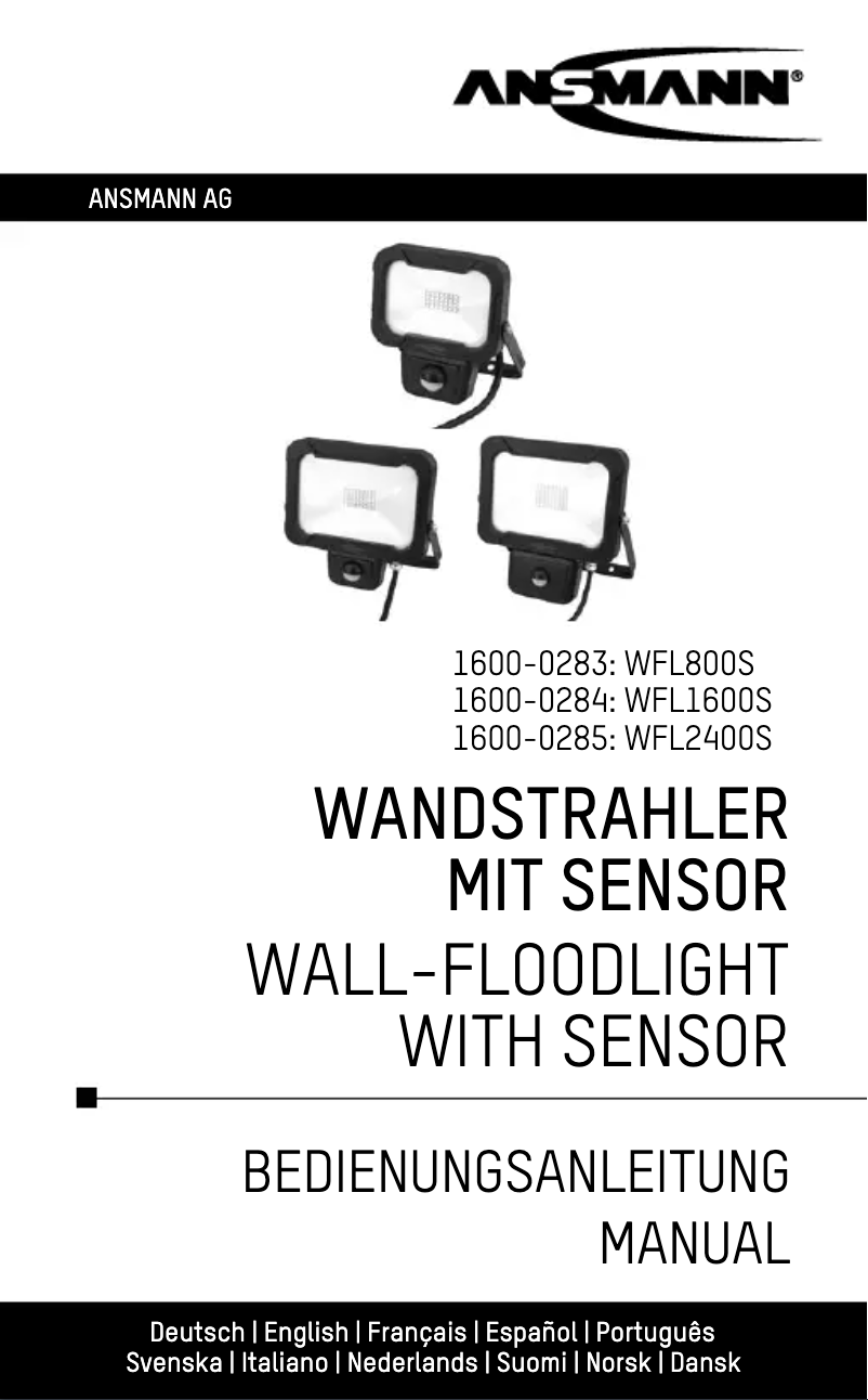 Page 1 de la notice Manuel utilisateur Ansmann WFL800S