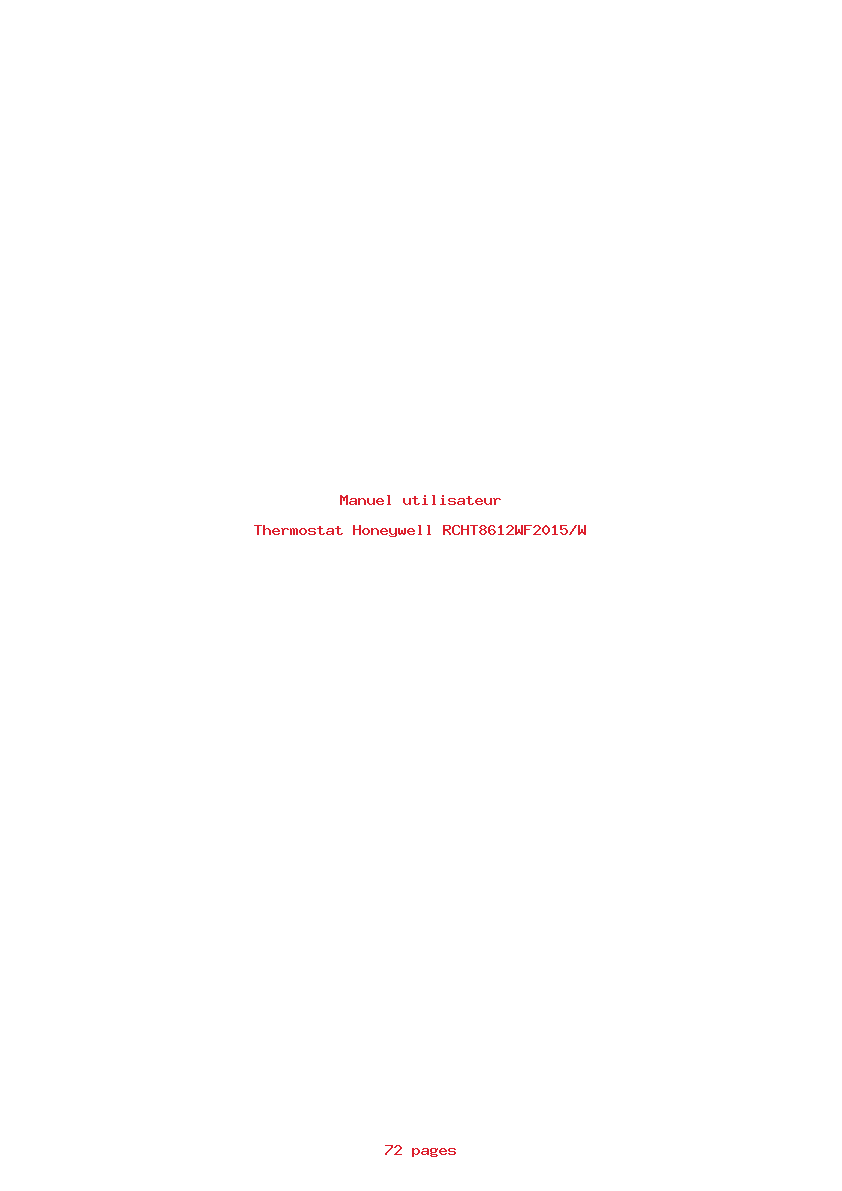 Page 1 de la notice Manuel utilisateur Honeywell RCHT8612WF2015/W