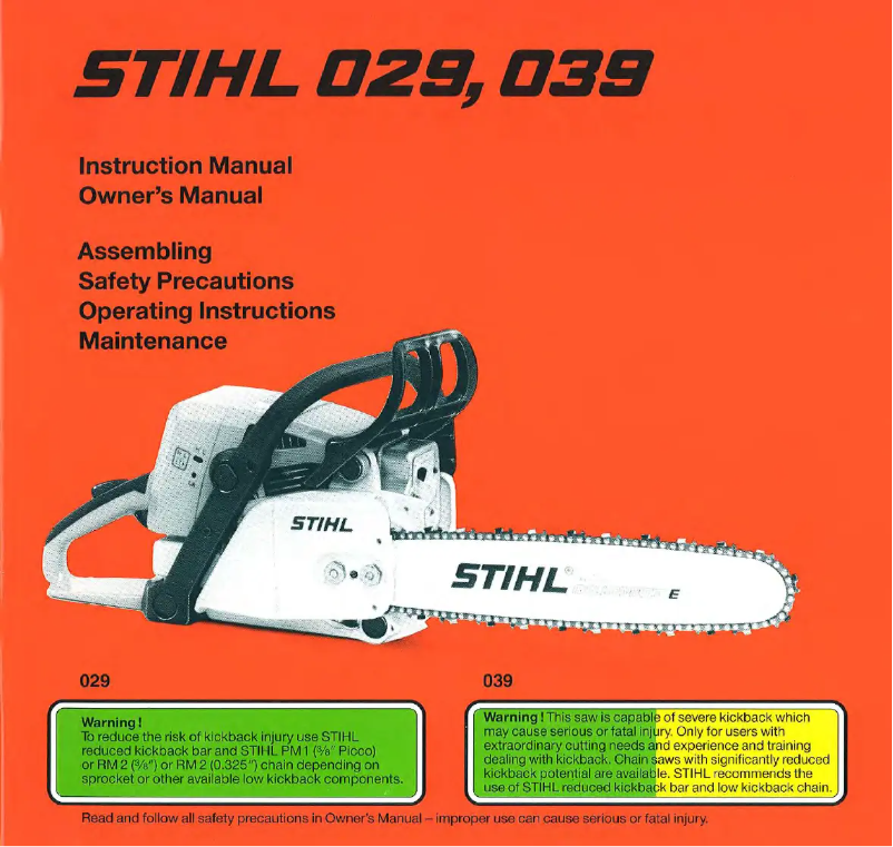 Page 1 de la notice Manuel utilisateur Stihl 029