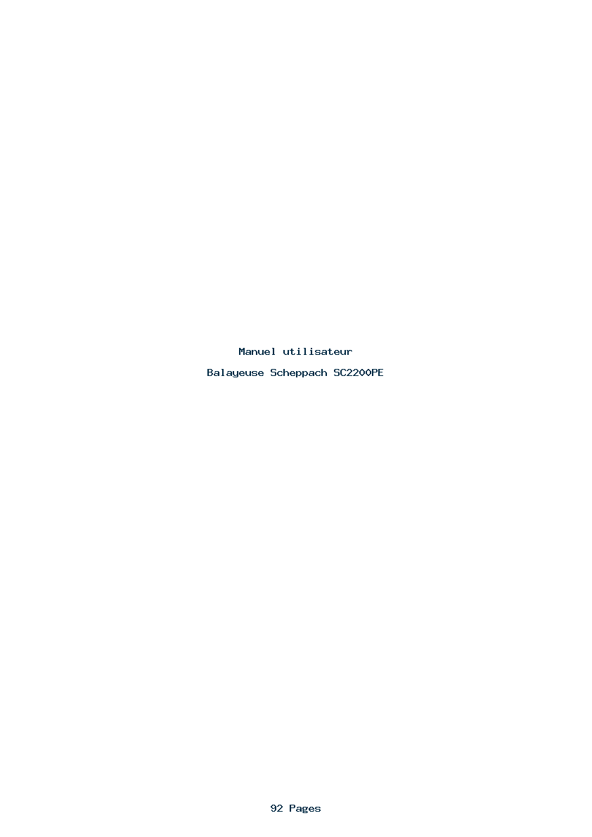 Page 1 de la notice Manuel utilisateur Scheppach SC2200PE