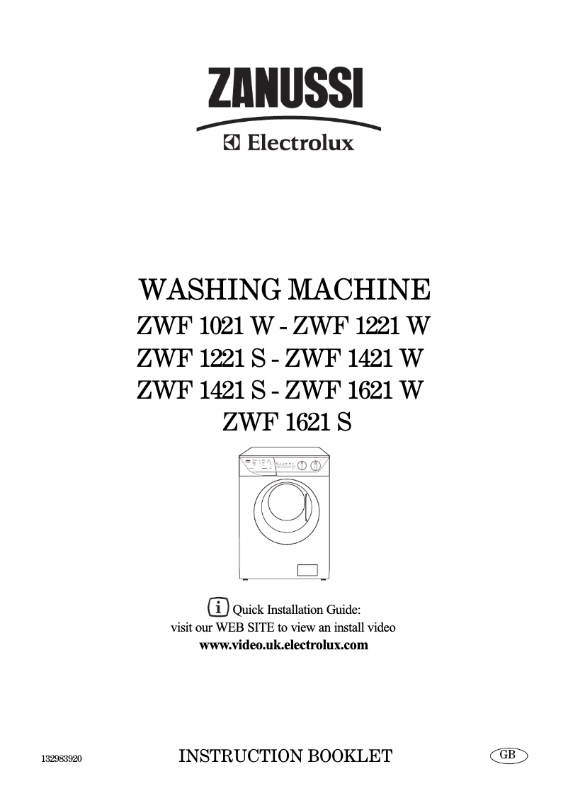 Page 1 de la notice Manuel utilisateur Zanussi-Electrolux ZWF 1021 W