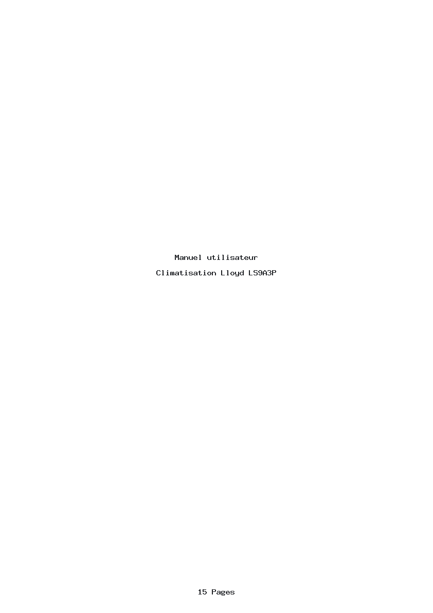 Page 1 de la notice Manuel utilisateur Lloyd LS9A3P