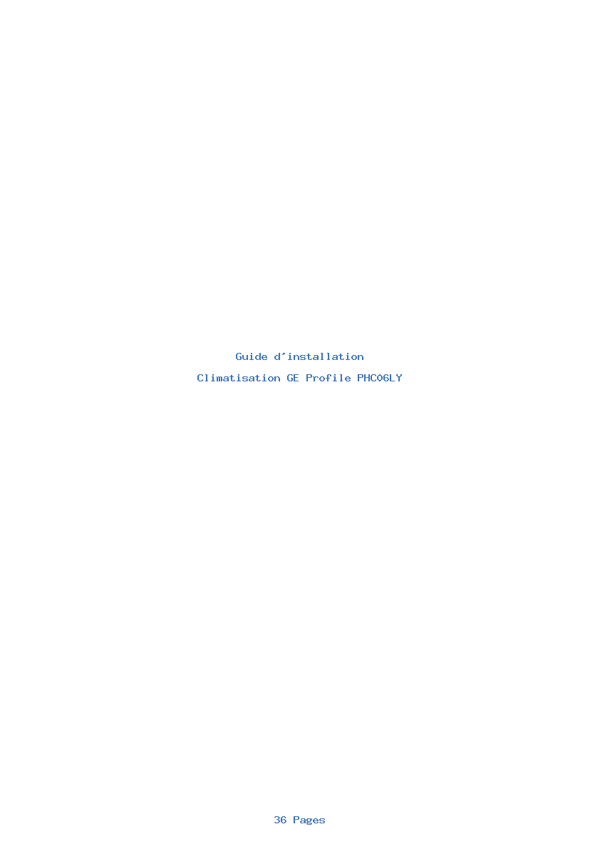 Page 1 de la notice Guide d'installation GE Profile PHC06LY