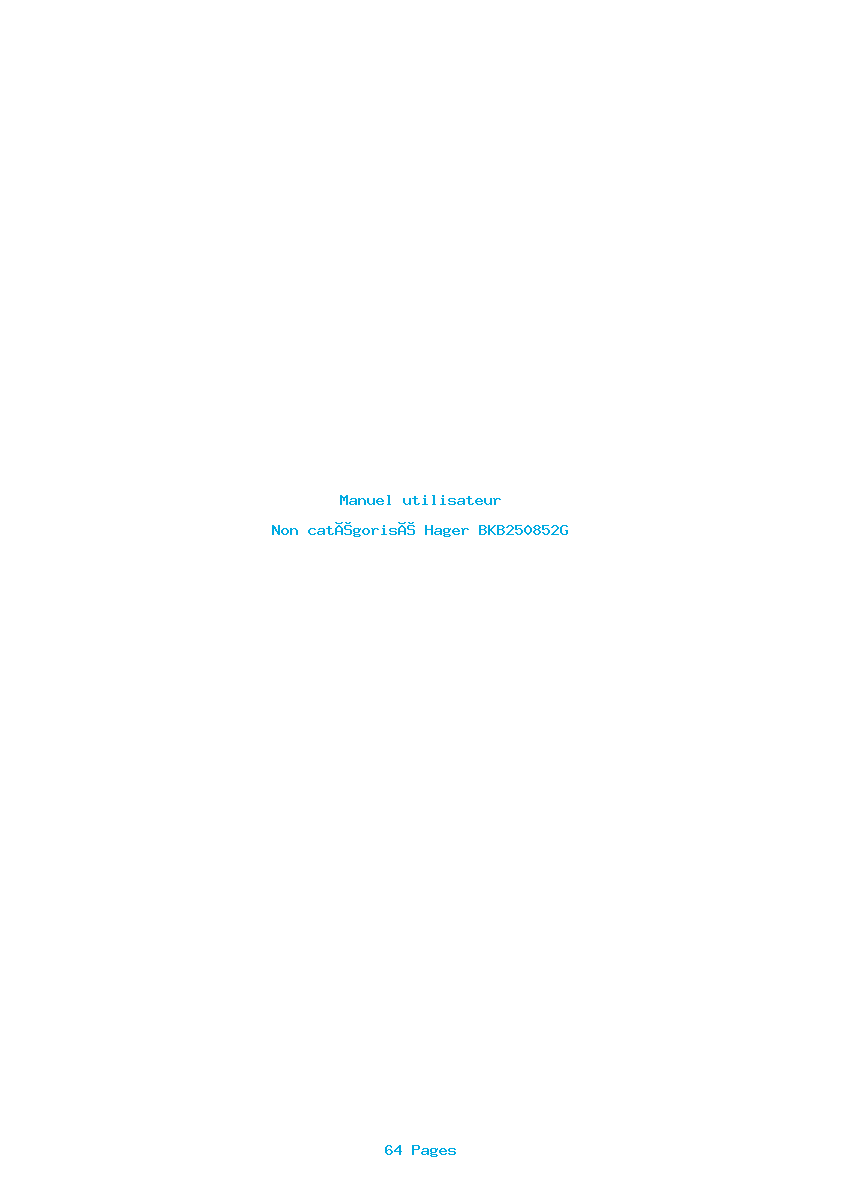 Page 1 de la notice Manuel utilisateur Hager BKB250852G
