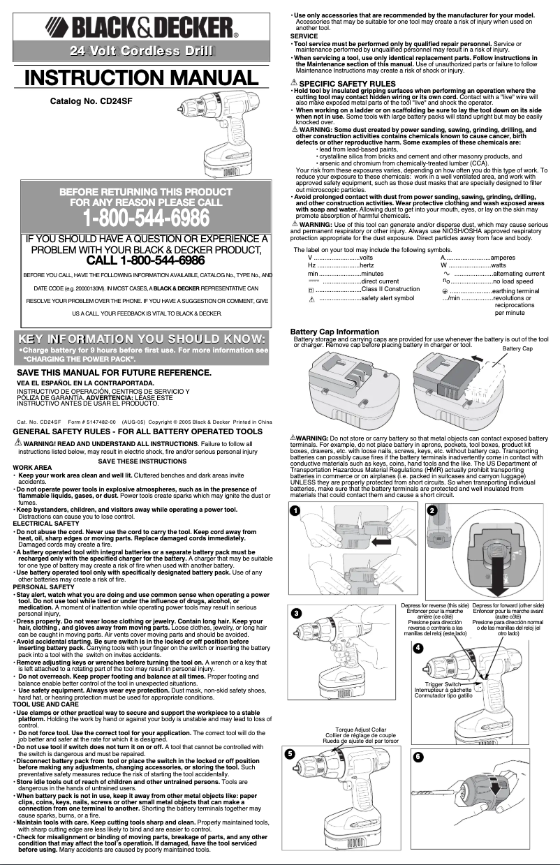 Page 1 de la notice Manuel utilisateur Black & Decker CD24SF