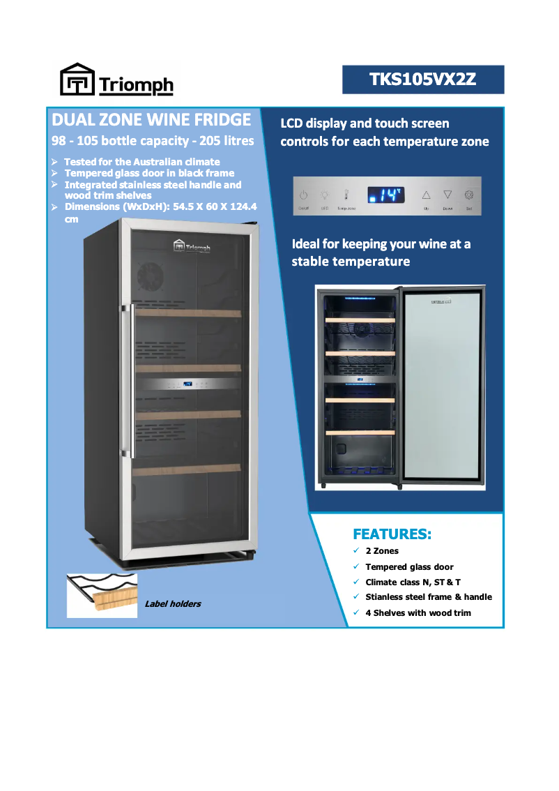 Página 1 del manual Ficha técnica Triomph TKS105VX2Z