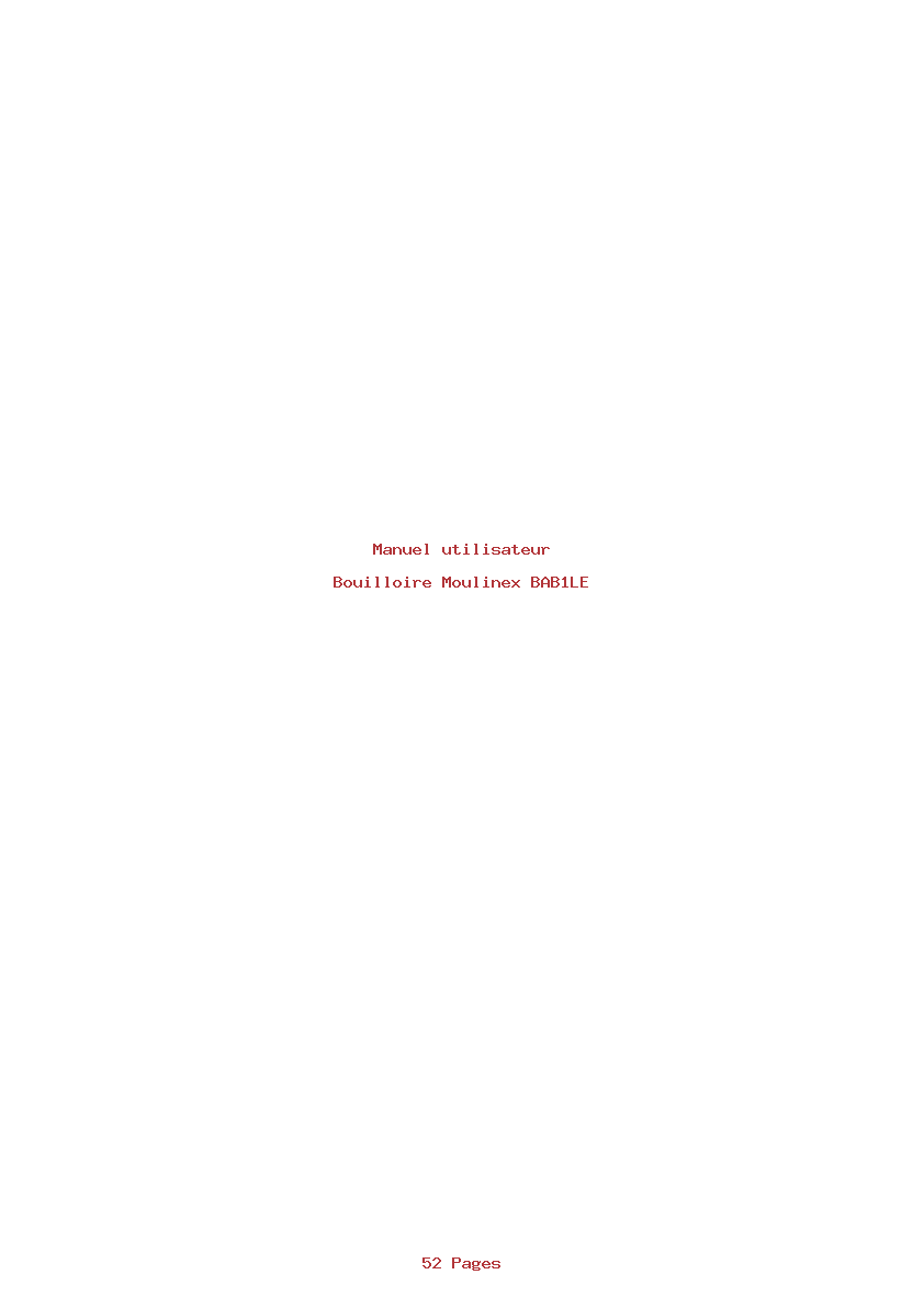 Page 1 de la notice Manuel utilisateur Moulinex BAB1LE