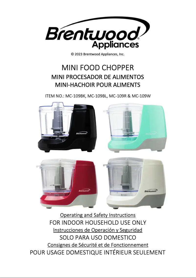 Page 1 de la notice Manuel utilisateur Brentwood MC-109W