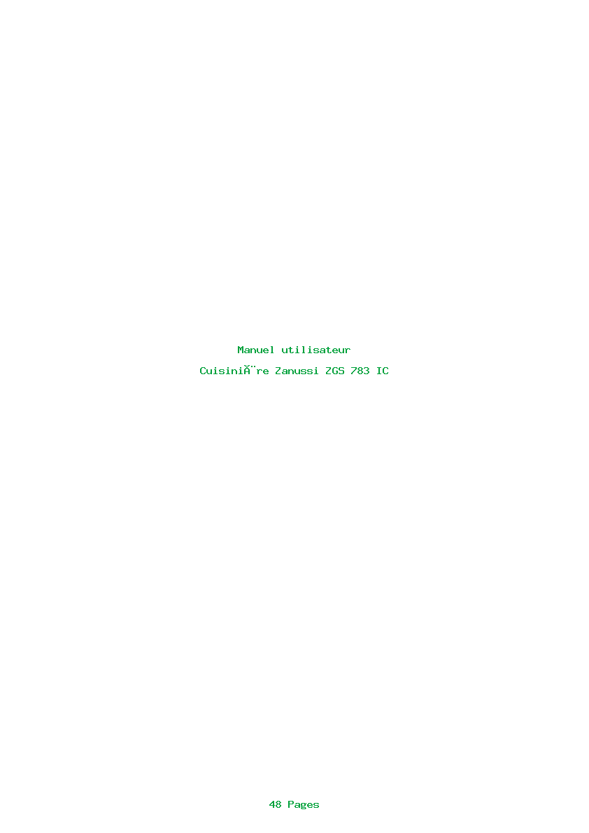 Page 1 de la notice Manuel utilisateur Zanussi ZGS 783 IC