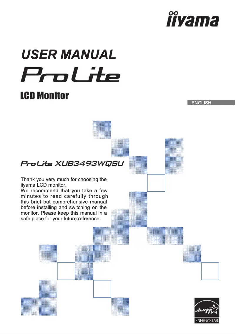 Page 1 de la notice Manuel utilisateur Iiyama ProLite XUB3493WQSU