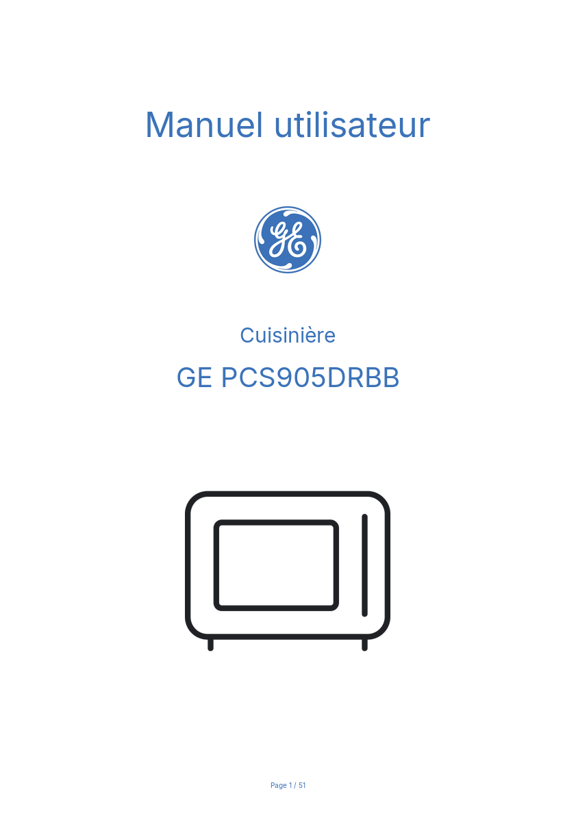 Page 1 de la notice Manuel utilisateur GE PCS905DRBB