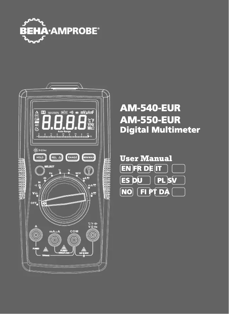 Page 1 de la notice Manuel utilisateur Fluke AM-540