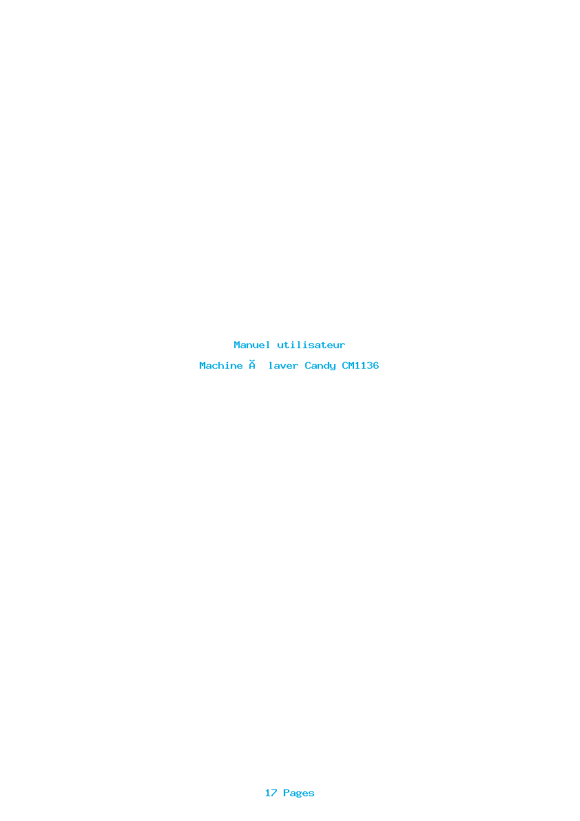 Page 1 de la notice Manuel utilisateur Candy CM1136