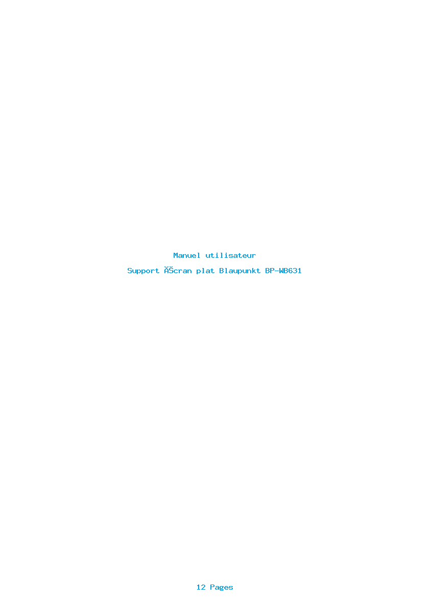 Page 1 de la notice Manuel utilisateur Blaupunkt BP-WB631