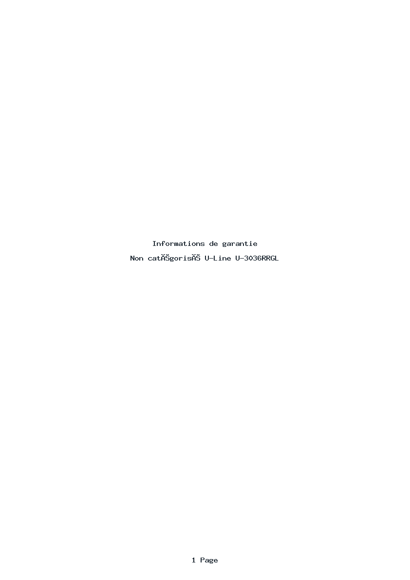 Page 1 de la notice Informations de garantie U-Line U-3036RRGL