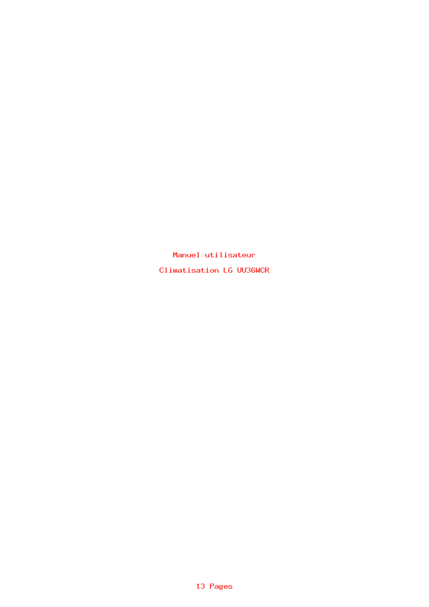 Page 1 de la notice Manuel utilisateur LG UU36WCR