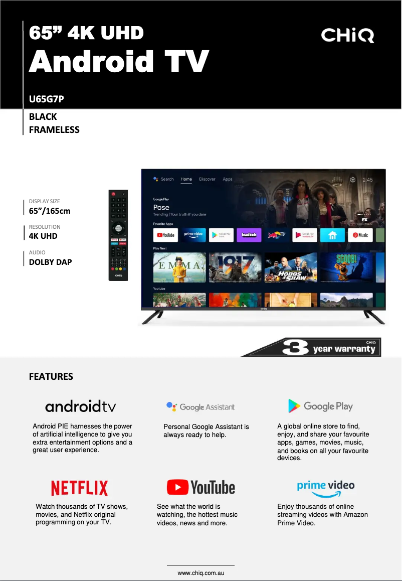 Página 1 del manual Ficha técnica CHiQ U65G7P