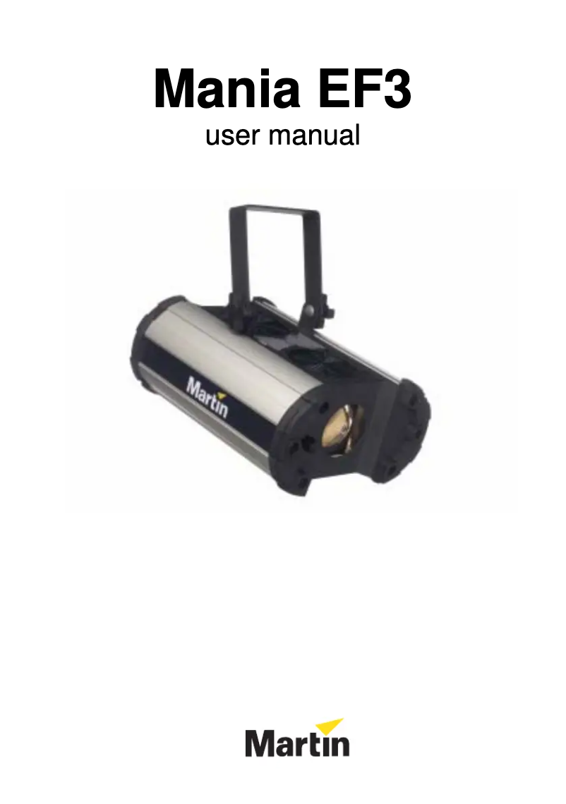 Page 1 de la notice Manuel utilisateur Martin Mania EF3