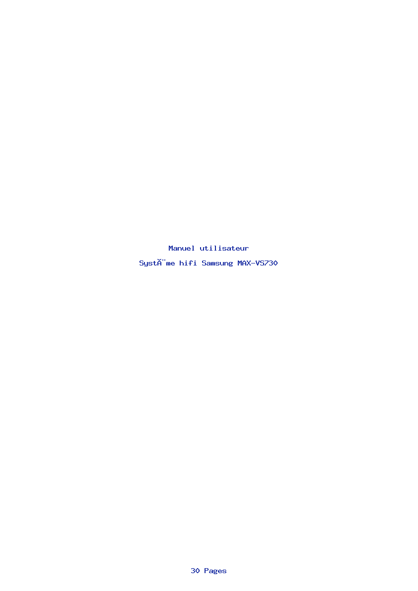 Page 1 de la notice Manuel utilisateur Samsung MAX-VS730