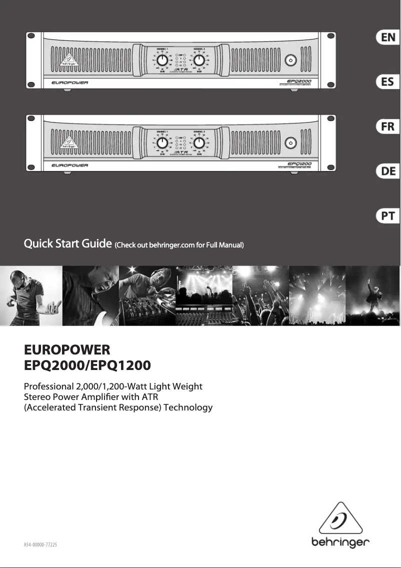 Page 1 de la notice Guide de démarrage rapide Behringer Europower EPQ1200