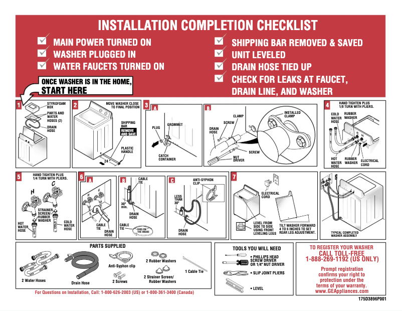 Page n°1 - Guide d'installation GE WWSE3160AAA