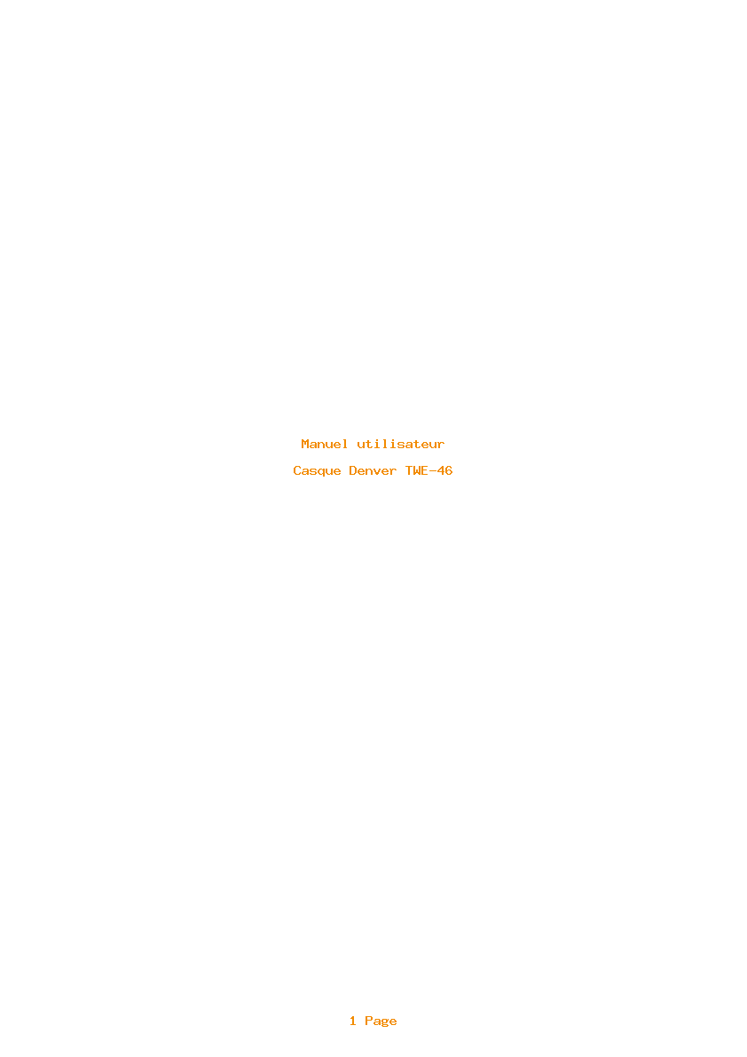 Page 1 de la notice Manuel utilisateur Denver TWE-46