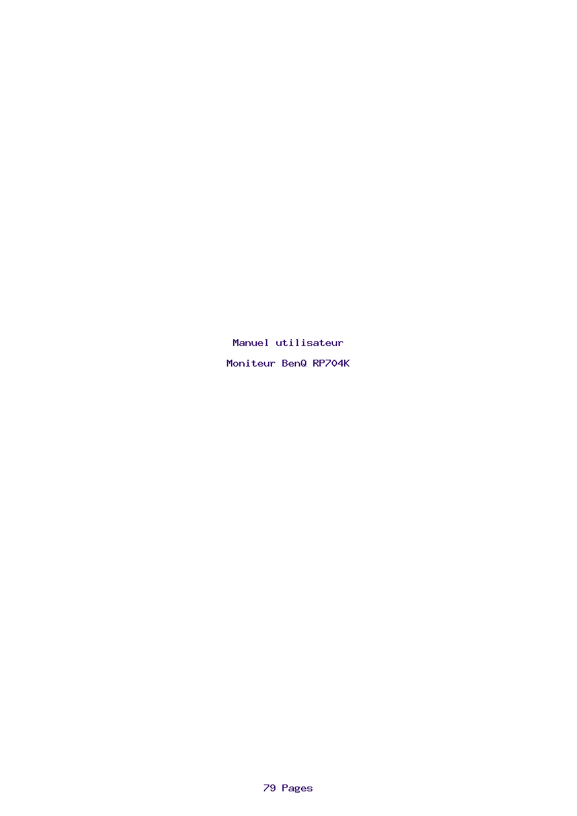 Page 1 de la notice Manuel utilisateur BenQ RP704K