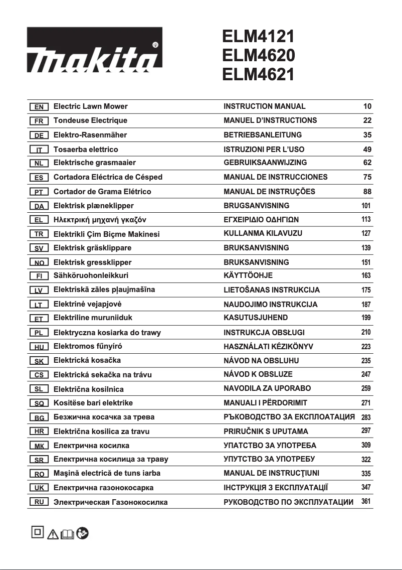Page 1 de la notice Manuel utilisateur Makita ELM4620