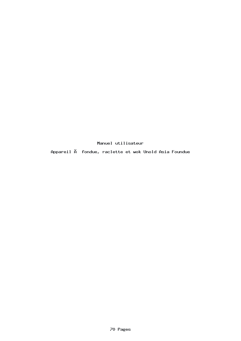 Page 1 de la notice Manuel utilisateur Unold Asia Foundue