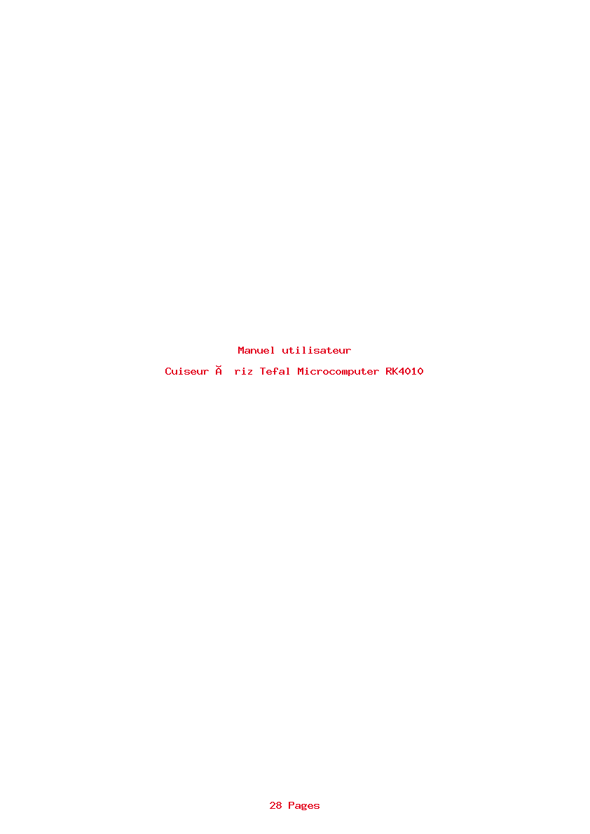 Page 1 de la notice Manuel utilisateur Tefal Microcomputer RK4010
