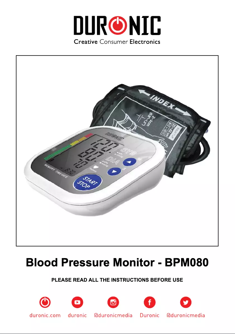 Page 1 de la notice Manuel utilisateur Duronic BPM080