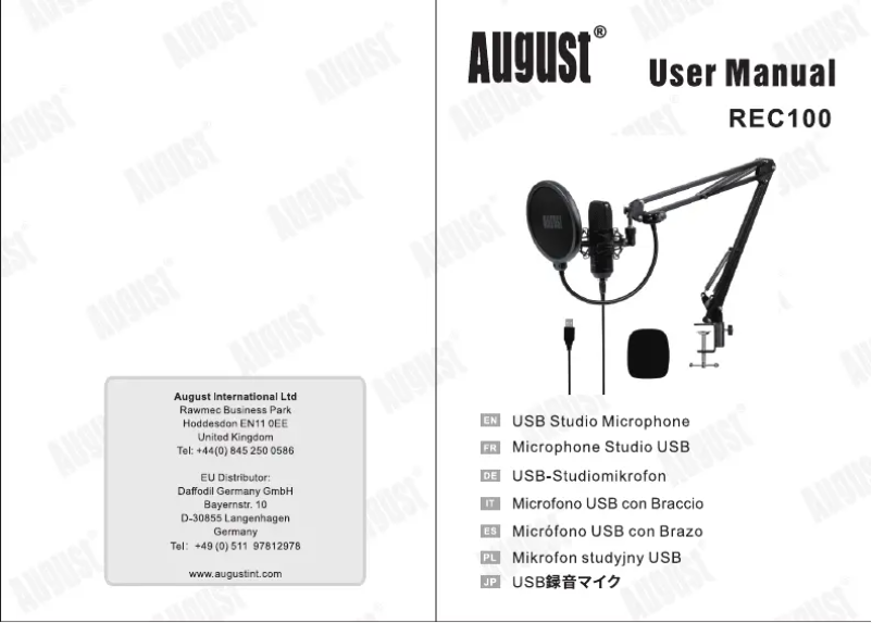 Page 1 de la notice Manuel utilisateur August REC100