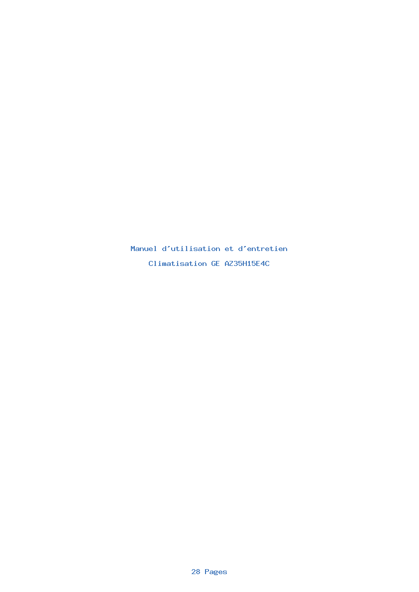 Page 1 de la notice Manuel d'utilisation et d'entretien GE AZ35H15E4C
