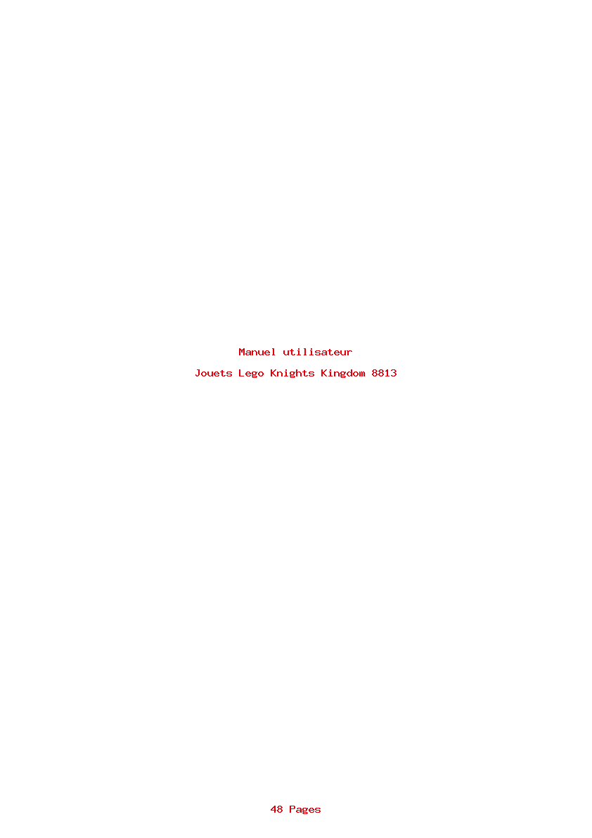 Page 1 de la notice Manuel utilisateur Lego Knights Kingdom 8813