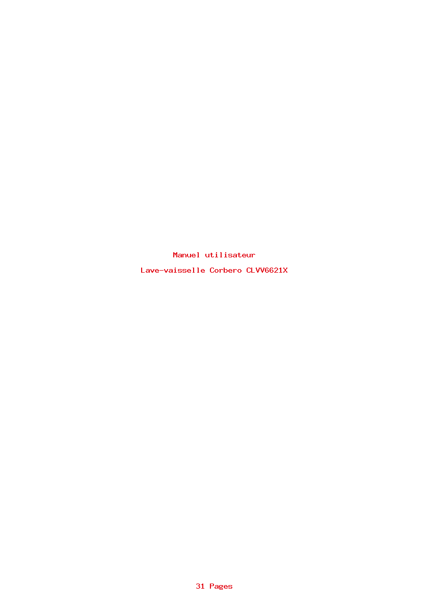 Page 1 de la notice Manuel utilisateur Corbero CLVV6621X