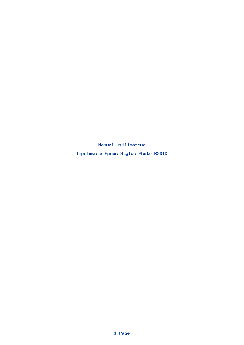 Page 1 de la notice Manuel utilisateur Epson Stylus Photo RX610