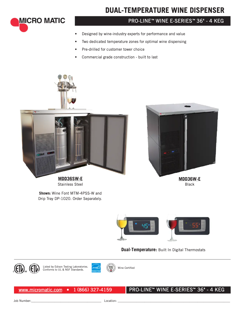 Página 1 del manual Ficha técnica Micro Matic MDD36W-E