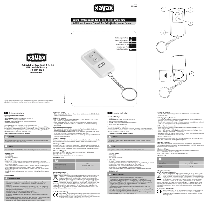 Page 1 de la notice Manuel utilisateur Xavax 00111998