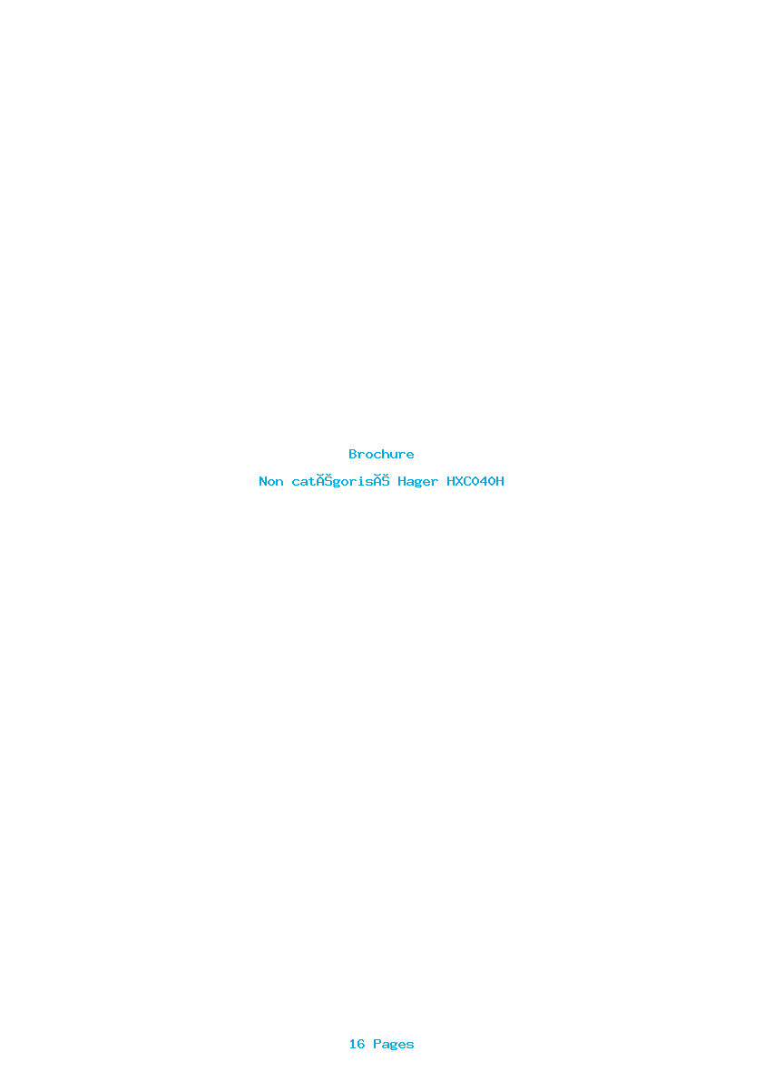 Page 1 de la notice Brochure Hager HXC040H