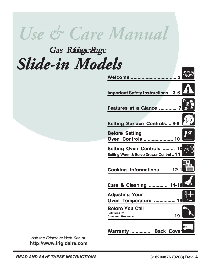 Page 1 de la notice Manuel utilisateur Frigidaire FGS367FC