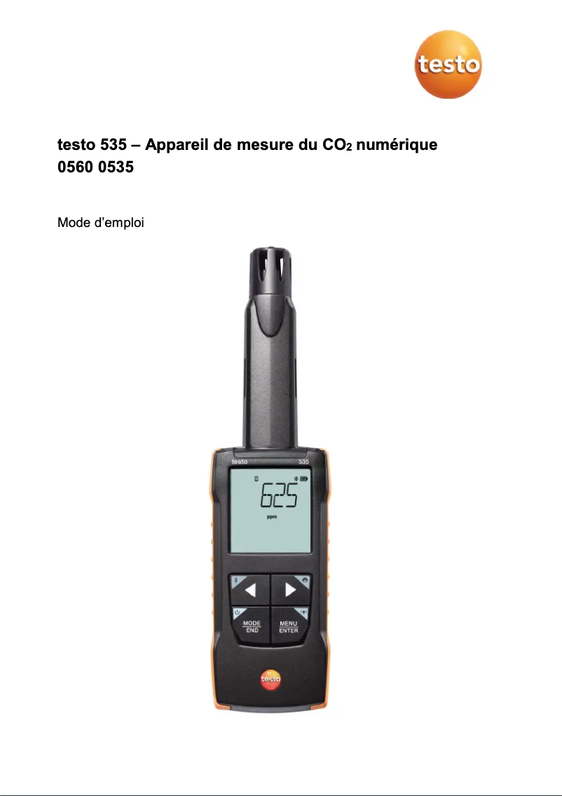 Page 1 de la notice Manuel utilisateur Testo 535