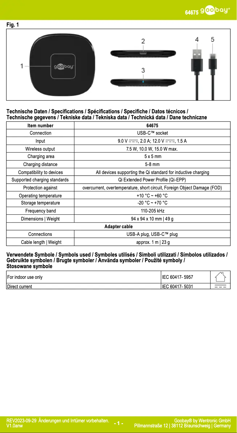 Page 1 of the manual User Manual Goobay 64675
