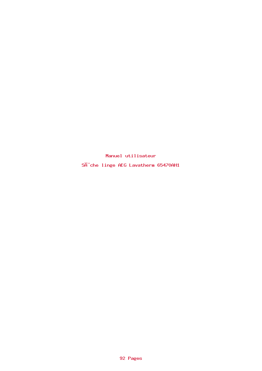 Page 1 de la notice Manuel utilisateur AEG Lavatherm 65470AH1