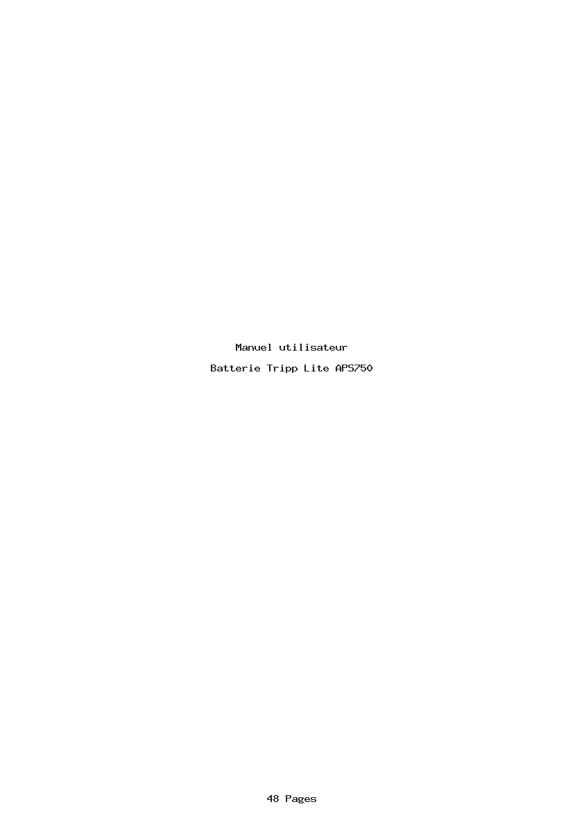 Page 1 de la notice Manuel utilisateur Tripp Lite APS750