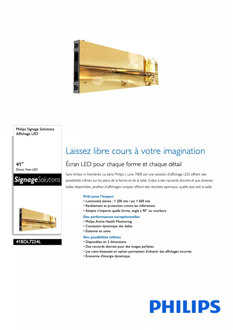 Page 1 of the manual Technical Sheet Philips 41BDL7224L