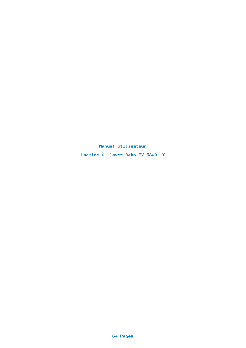 Page 1 de la notice Manuel utilisateur Beko EV 5800 +Y