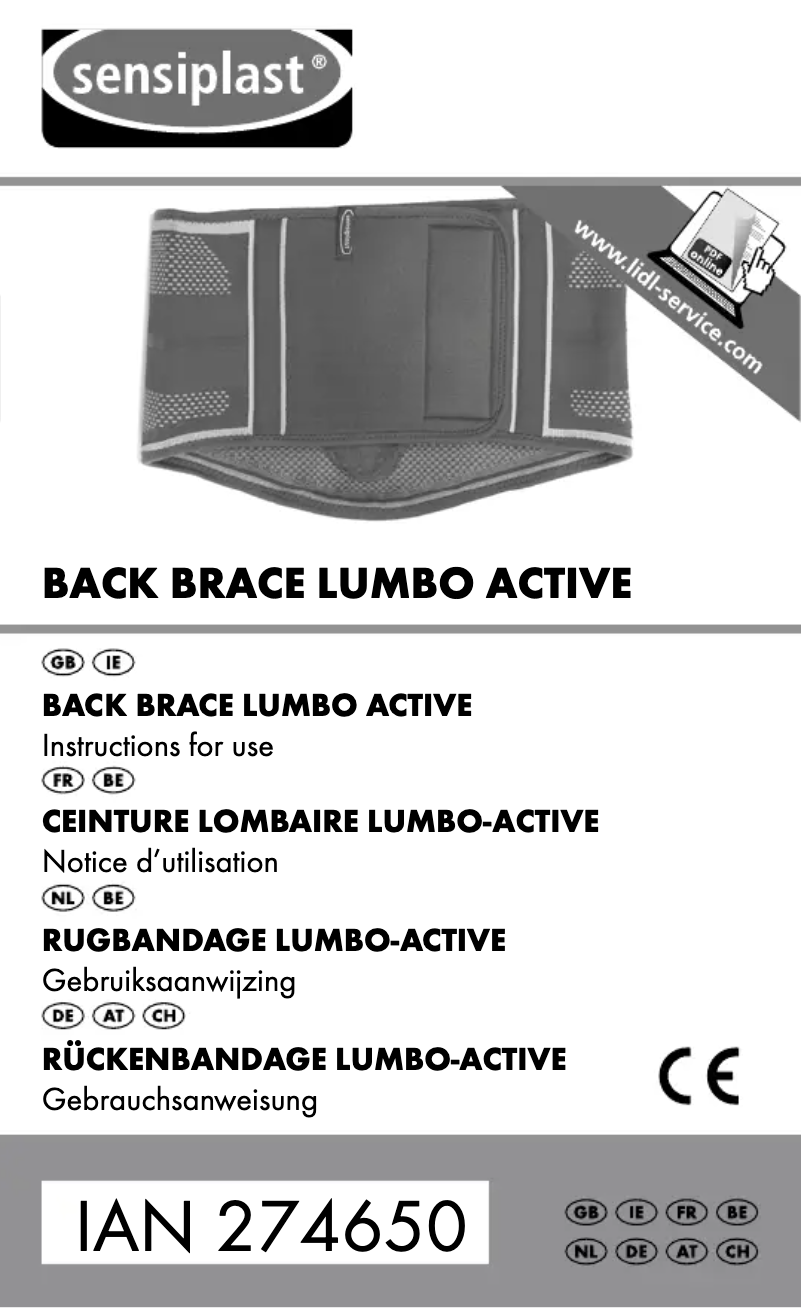 Page 1 de la notice Manuel utilisateur Sensiplast IAN 274650